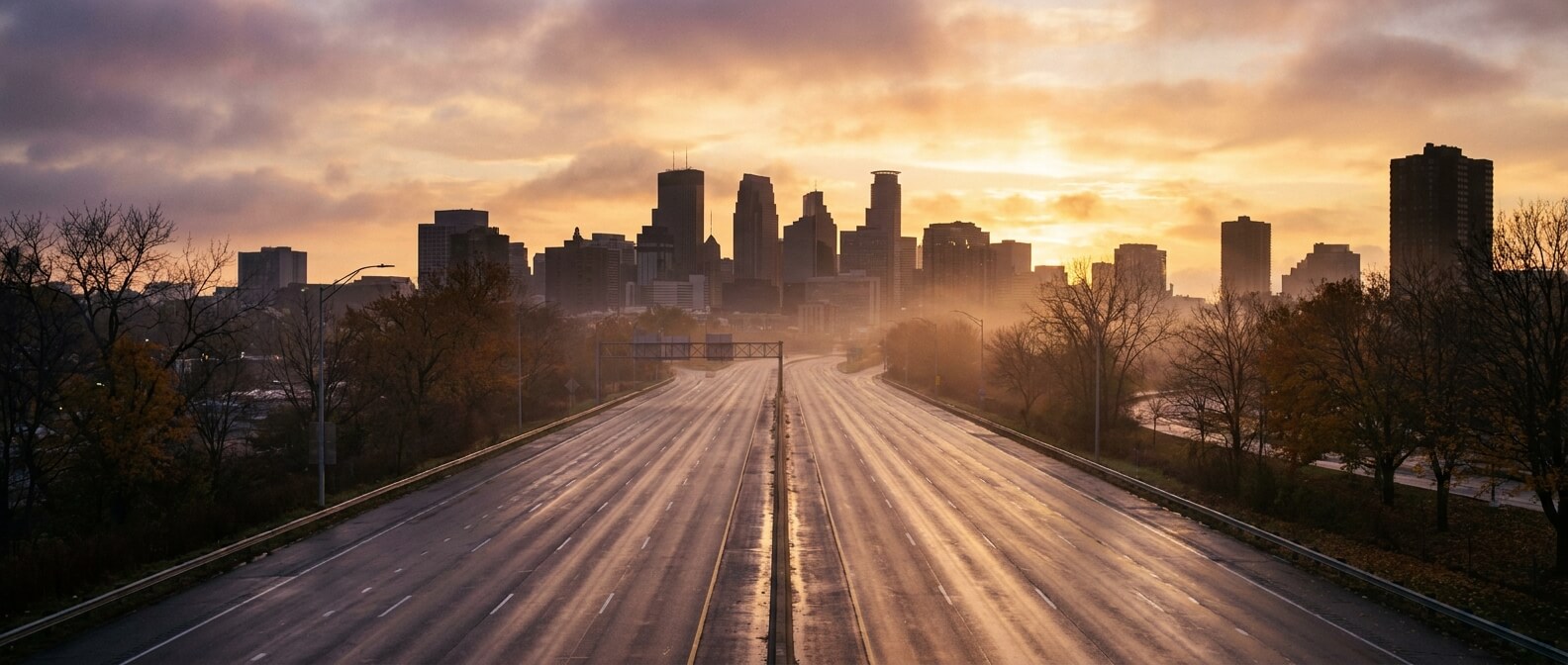 bus-from-philadelphia-to-new-york-city-marathon-highway-skyline-dawn
