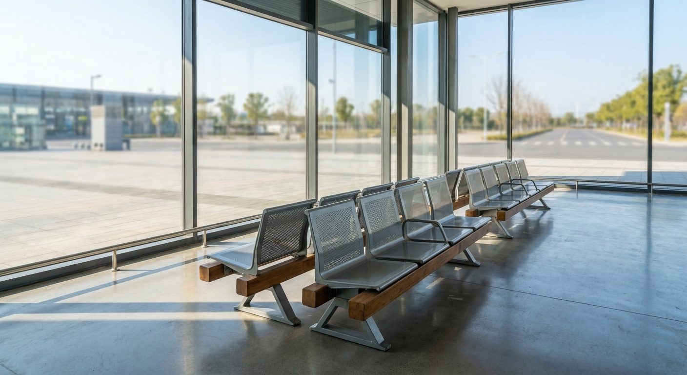 row-of-empty-bus-terminal-seating-near-large-windows-in-daylight